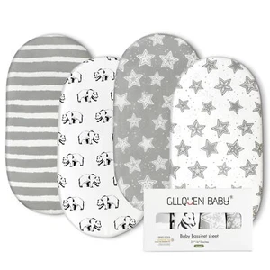Bassinet Sheets 4 Pack Breathable Cozy Fitted Mattress Sheet Elastic Travel C... - Picture 1 of 9