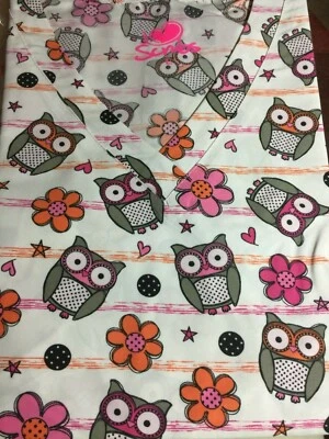 SCRUB TOP SIZES: XS, S, M, L, XL OWLS NWT NURSE MEDICAL VET CNA Dental Owl - Image 1 of 4