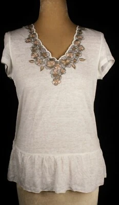 Wrap London NWOT 100% Linen Embroidered Top Sz 10 - Image 1 of 3