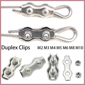 Duplex Clips 304 Stainless Steel Wire Rope Cable Grips Clamp M2 M3 M4 M5 M6 M8 - Picture 1 of 12