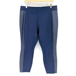 H by Halston Petite Ponte Leggings mit Kunstlederdetails marineblau Damengröße 16P - Bild 1 von 6