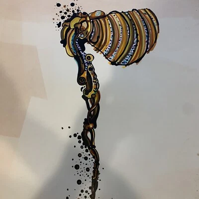 Pintura psicodélica original Keith Brown 1980 firmada 18x23” marcador de tinta raro Foto 1 de 4