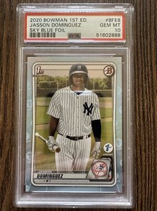 2020 Bowman 1st Edition #BFE8 Jasson Dominguez Sky Blue Foil PSA 10 RC GEM MINT