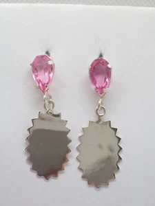 Ohrringe aus Silber 925 mit Stein Pink - Imitat Turmalin - Rubelith - Picture 1 of 6