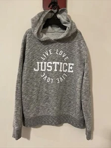 Justice Girls Size 10 Gray Pullover Hooded Sweater! A4675 - Picture 1 of 2