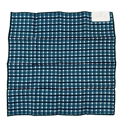 Brunello Cucinelli Azul Verde Cuadros Finos Algodón Seda Hombres Bolsillo Cuadrados Nuevo con Etiquetas Foto 1 de 4