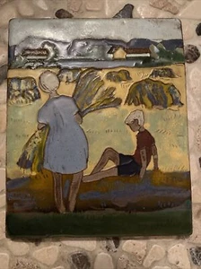 "SELTEN Ölbild Impressionist Nis Stougaard Dänemark Keramik Fliesen Untersetzer Kunst 8""x6,5""" - Bild 1 von 11