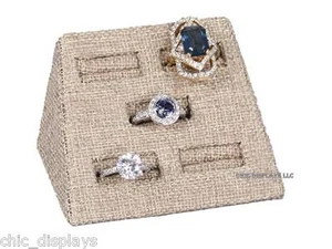 Ring Set Mini Ring Display Set 5 Ring Holder Jewelry Display Burlap Ring Stand - Picture 1 of 2