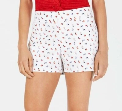 Maison Jules Womens 4 White Baby Peach Print Pockets Refined Zip Up Shorts NWT - Image 1 of 4