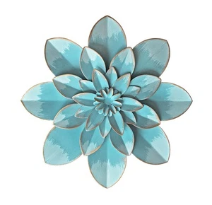 Light Sky Blue Metal Flower Wall Art Decor, 9.5“ Rustic Modern Floral Sculptu... - Picture 1 of 6