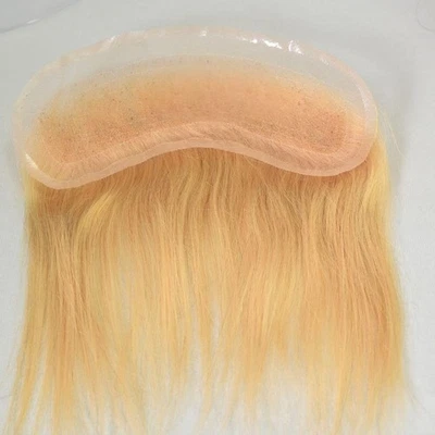 1.6" x 7"Lace 100%Human Hair Topper Men's Toupee for forehead:Tape-On/Clip-in 6" - Image 1 of 4