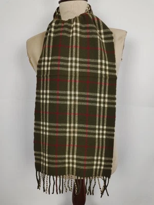 Burberry genuine vintage Nova check Green 100% Lambswool winter Scarf Scarves — 第 1/4 张图片