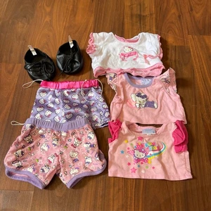 Build A Bear Sanrio Hello Kitty Pajamas Shorts Shirts Pink/Purple Black Shoes - Picture 1 of 7