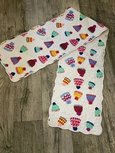 Winter Table Runner White with Winter Hats 73x14  - Picture 1 of 9