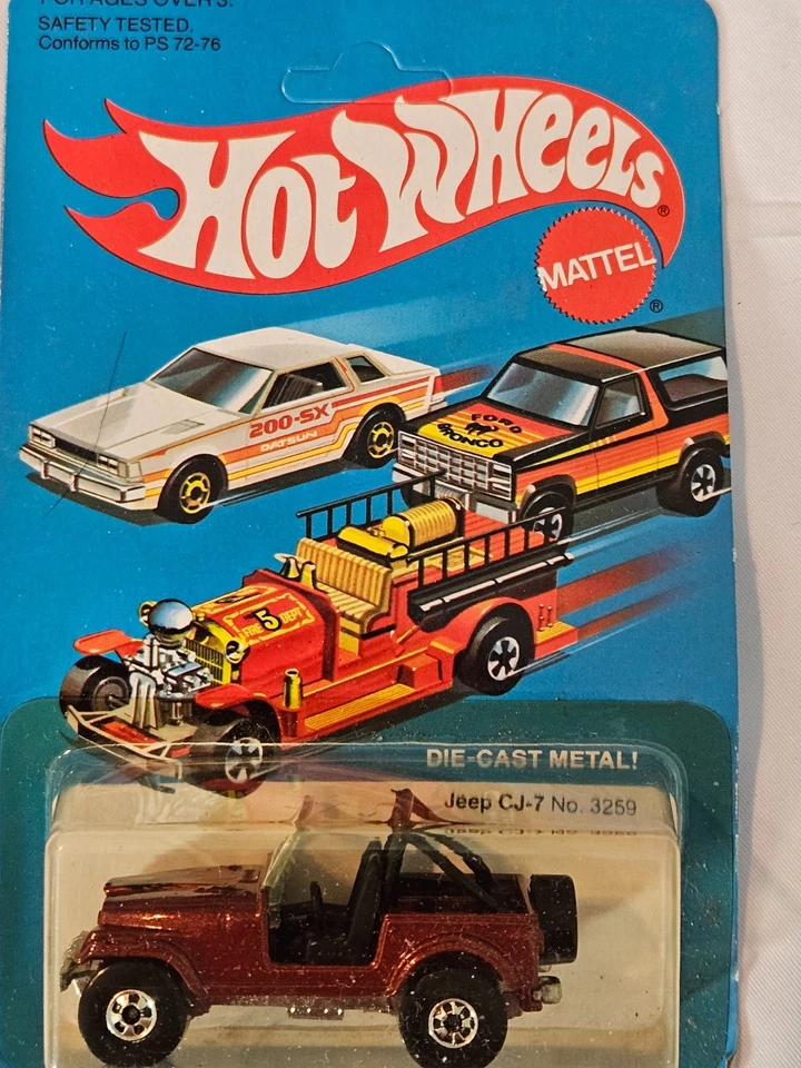 Paquete blister tarjeta azul Hot Wheels Blackwall marrón Jeep CJ-7 3259 sin perforar Foto 1 de 4