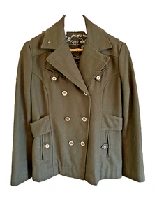 Vtg Esprit Wool Blend Coat Sz Large Women’s Olive Double Breasted Military - Picture 1 of 12