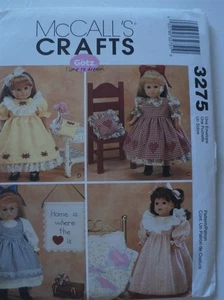 McCalls 3275 Historical Outfits Dresses Quilt Pillow Purse for 18 in dolls - Picture 1 of 2