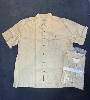 Мужская льняная рубашка с коротким рукавом Territory Ahead XXL бежевая НОВАЯ - Изображение 1 из 4