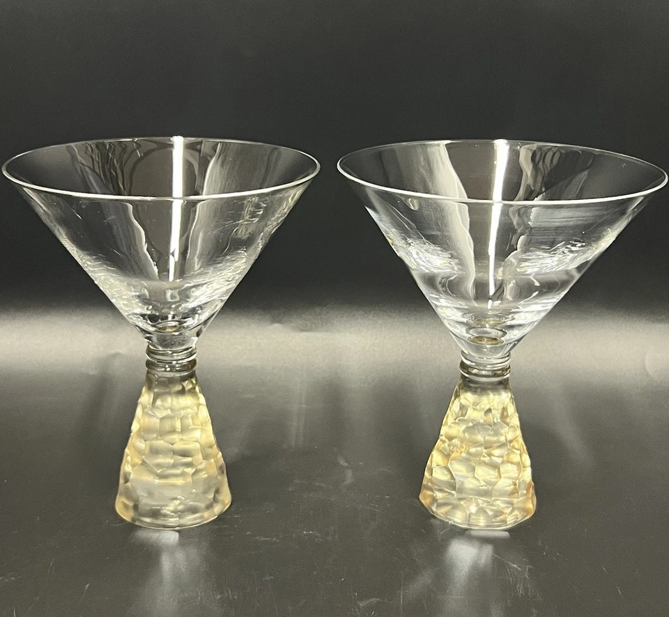 2 copas Artland Prescott Martini champán nido de abeja tallo grabado Foto 1 de 4