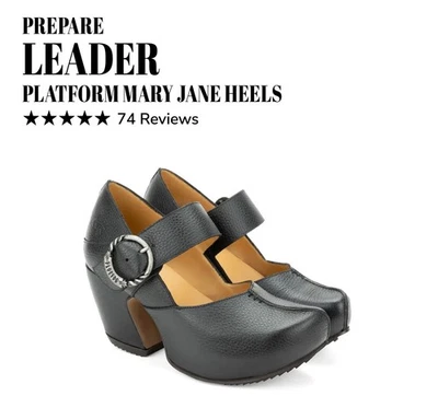Fluevog EXCELENTE Prepare Leader plataforma cuero negro Mary Jane tacón-10 Foto 1 de 4