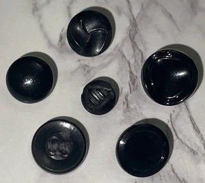 Vintage Czech Black Glass Buttons Button Lot 138-29 - Picture 1 of 11