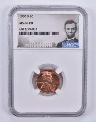 1950-D Lincoln Wheat Cent 1c MS66 RD NGC Special Label - Image 1 of 4