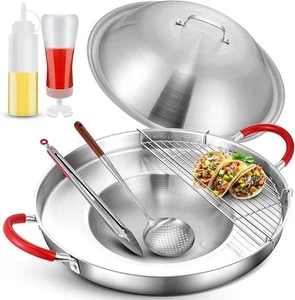 Sartén Comal Mexicana de Acero Inoxidable 20", Juego de Utensilios de Cocina Grande - Imagen 1 de 8