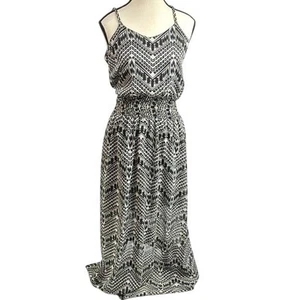Neu Glory Maxikleid schwarz weiß Aztekenmuster Damen Größe S Spaghettiträger Boho - Bild 1 von 8