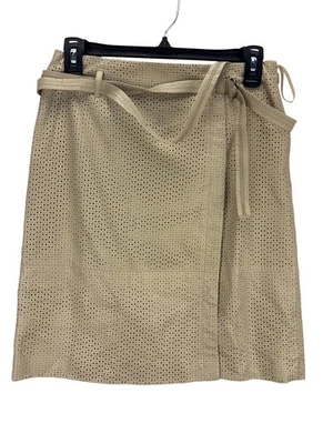 Falda Worth 2 Cuero Genuino Corte Láser Beige Tostado Talla 2 Estilo Lápiz Clásico Foto 1 de 4