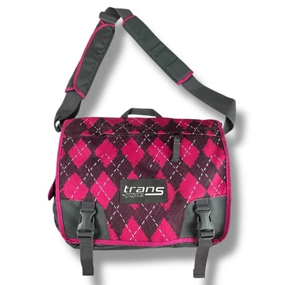 Trans By Jansport Bolso Mensajero Estuche para Laptop Rosa Gris Argyle Escuela Trabajo Transporte Foto 1 de 4
