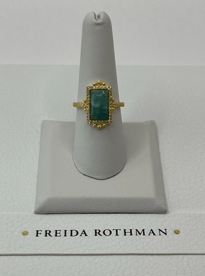 Anillo Freida Rothman Piedra Amzonita Circonita Circonita Talla 8 Foto 1 de 4