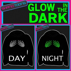 HALLOWEEN SKELETON HANDS ADULTS & CHILDRENS GLOW IN THE DARK HOODIE HOODY - Picture 1 of 1