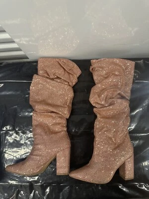 Miss L by Liliana boots with rhinestones SAINT over the kneePink size 8 1/2 - Image 1 of 4