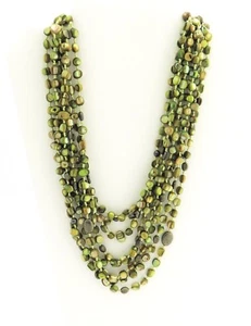 Vintage SILPADA Necklace 8 strands Pyrite, Green MOP Knotted Silk, 20" N1814 - Foto 1 di 5