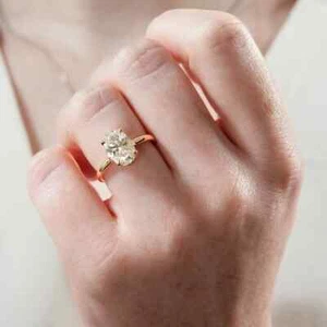 Lab Grown 2.20Ct Oval Cut Diamond Engagement Ring IGI Certified 14K Yellow Gold - Picture 1 of 7