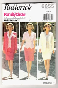Butterick 6655 Career Jacket-Top-Skirt 12-14-16 Fast-Easy Sewing Pattern UNCUT - Picture 1 of 2