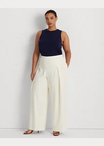 NWT Lauren Ralph Lauren Woman Pleated Crepe Wide-Leg Pant 14W - Picture 1 of 10