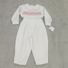 Petit Ami Smocked Romper 2T White Red Button On Pants