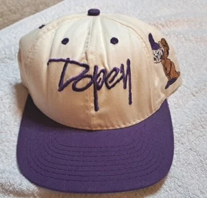 Vintage 90's Dopey Graffiti Walt Disney Snapback Cap Goofy Hat Purple Snow White - Picture 1 of 7