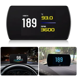 P12s Car HUD Head Up Display Speedometer Gauge OBD2 EOBD Digital RPM Compass - Picture 1 of 5