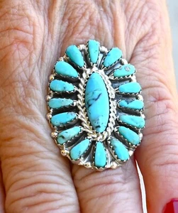New Navajo Sz 7 Ring D Benally Sterling Silver& Sleeping Beauty Turquoise 7.4grm - Picture 1 of 10
