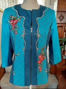 Sharif Couture Blazer Size MEDIUM Teal/ Turquoise New With Tags! Stunning!! - Picture 1 of 11