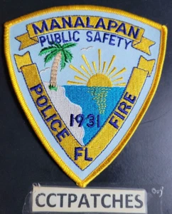 MANALAPAN, FLORIDA ÖFFENTLICHE SICHERHEIT POLIZEI FEUERWEHR SCHULTERAUFNÄHER FL - Bild 1 von 2