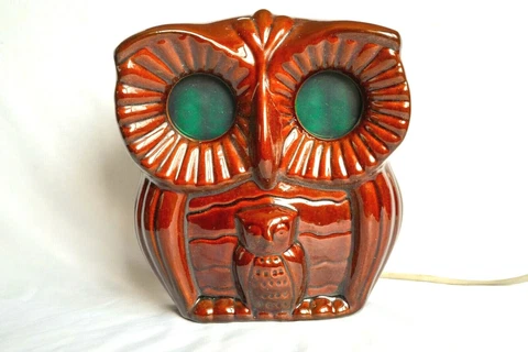 Vintage Digital Wall Alarm Clock OWL brown Ukraine majolica ceramic green Cover