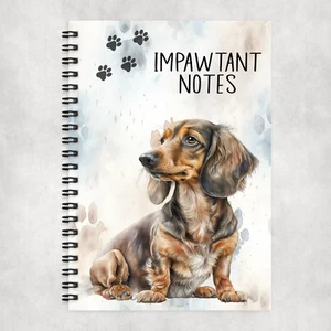 Impawtant Notes Dachshund A5 Spiral Bound Notebook 60 Lined pages Dog Lover Gift - Picture 1 of 2