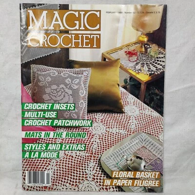February 1988 Magic Crochet Magazine 52 - Doily Centerpiece Crochet Patterns - Image 1 of 4