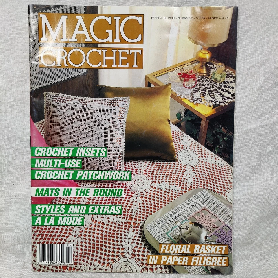 February 1988 Magic Crochet Magazine 52 - Doily Centerpiece Crochet Patterns - Image 1 of 4