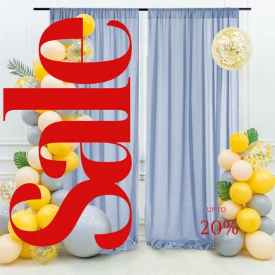 2 PANELS Chiffon Backdrop Curtains Drapes Sheer Chiffon Fabric Photography - Image 1 of 2