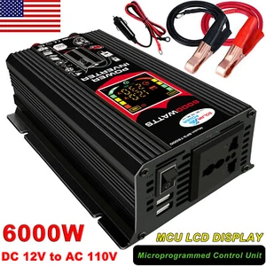6000W Modified Sine Wave Power Inverter 6000 Watts DC 12V TO AC 110V LCD DISPLAY - Picture 1 of 12