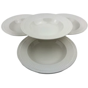 Juego de 4 cuencos de sopa con borde de campo italiano Mikasa de colección 9 1/2" DD900 crema acanalada - Imagen 1 de 12